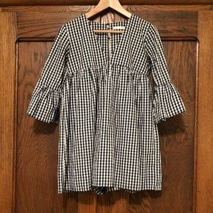 Zara Gingham Bell-Sleeve Romper Dress